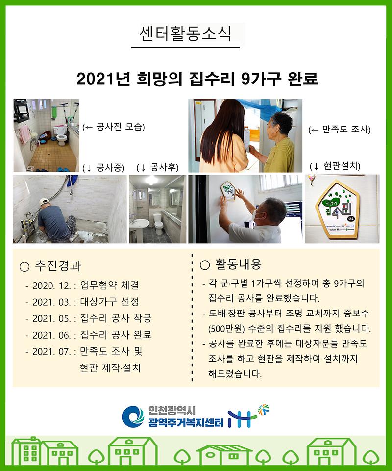 2021년 희망의 집수리 9가구 완료 사진